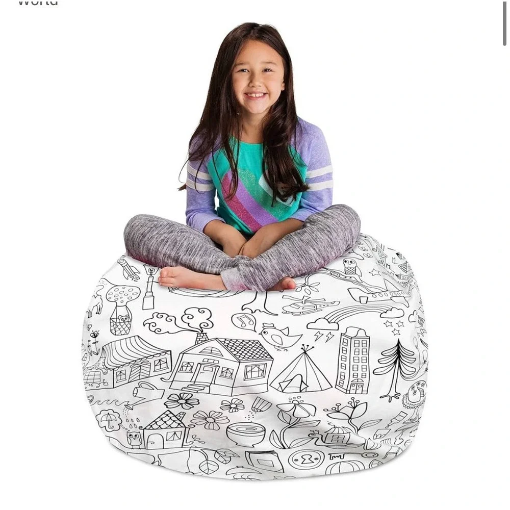 38'' Large Bean Bag Chair - Black White DIY Color – Posh Creations - New No Box